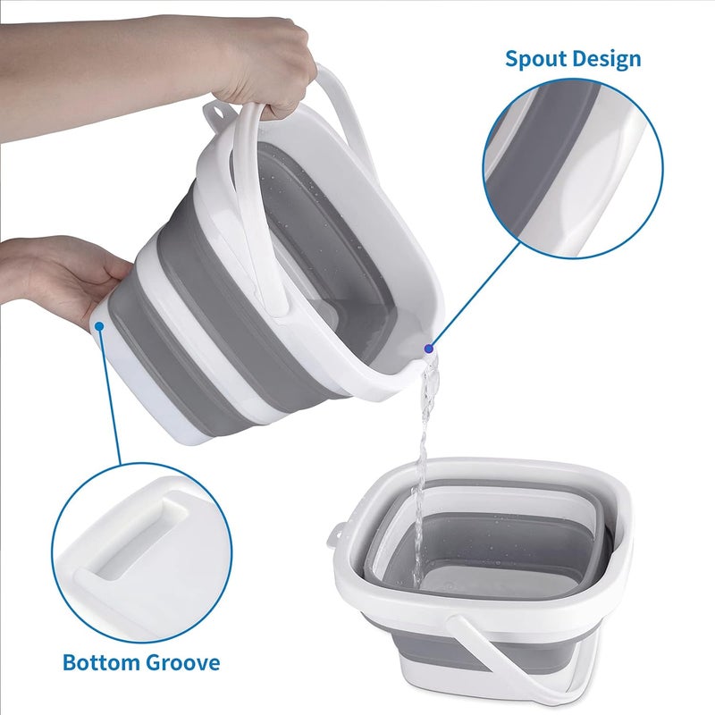 Craftend Collapsible Bucket, 5L 1.3Gallon Small Cleaning Mop Buckets for Household Outdoor Car Washing Tub Plastic Foldable Portable Camping Beach Sand Water Pot Pail Space Saving Square - Image 4